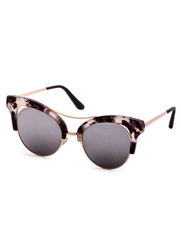 Romwe Marble Clear Frame Grey Cat Eye Sunglasses
