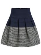 Romwe High Waist Color-block Zipper Flare Skirt