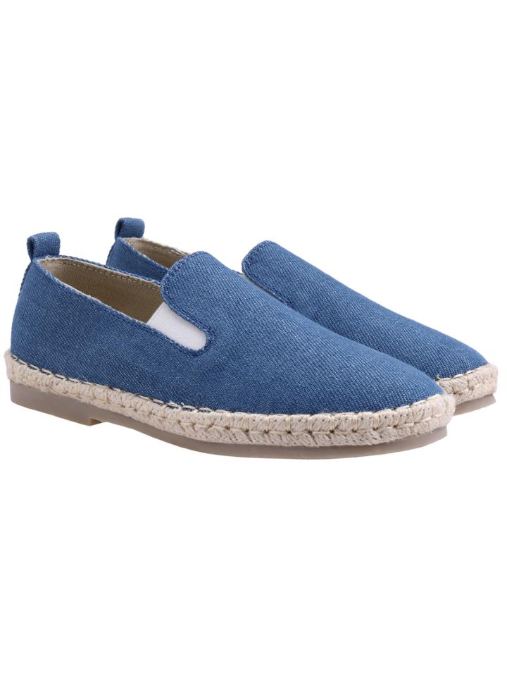 Romwe Blue Weave Trims Low Heel Flats