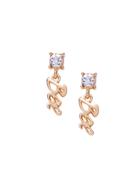 Romwe Gold Plated Letter Drop Gem Inlaid Earrings