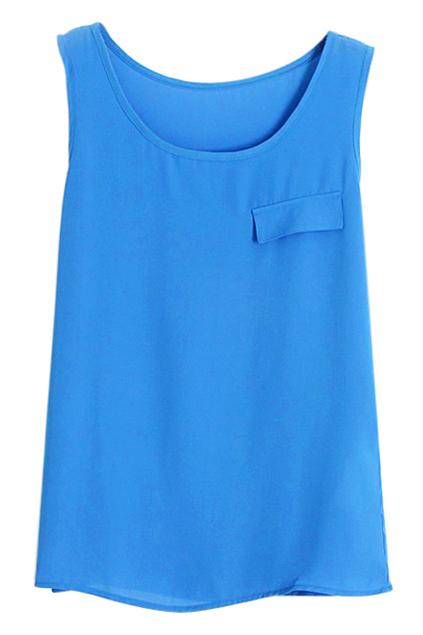 Romwe Romwe Fake Pocket Blue Vest