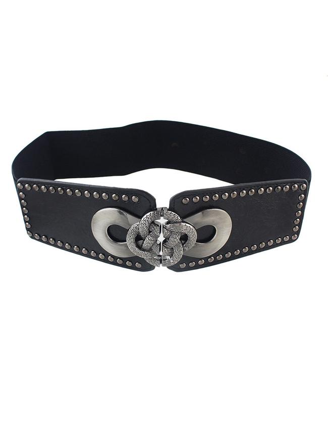 Romwe Black Pu Leather Wide Belt