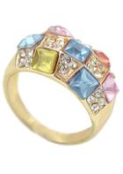Romwe Multicolor Diamond Gold Ring