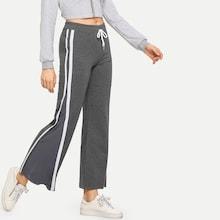 Romwe Mesh Panel Drawstring Waist Pants
