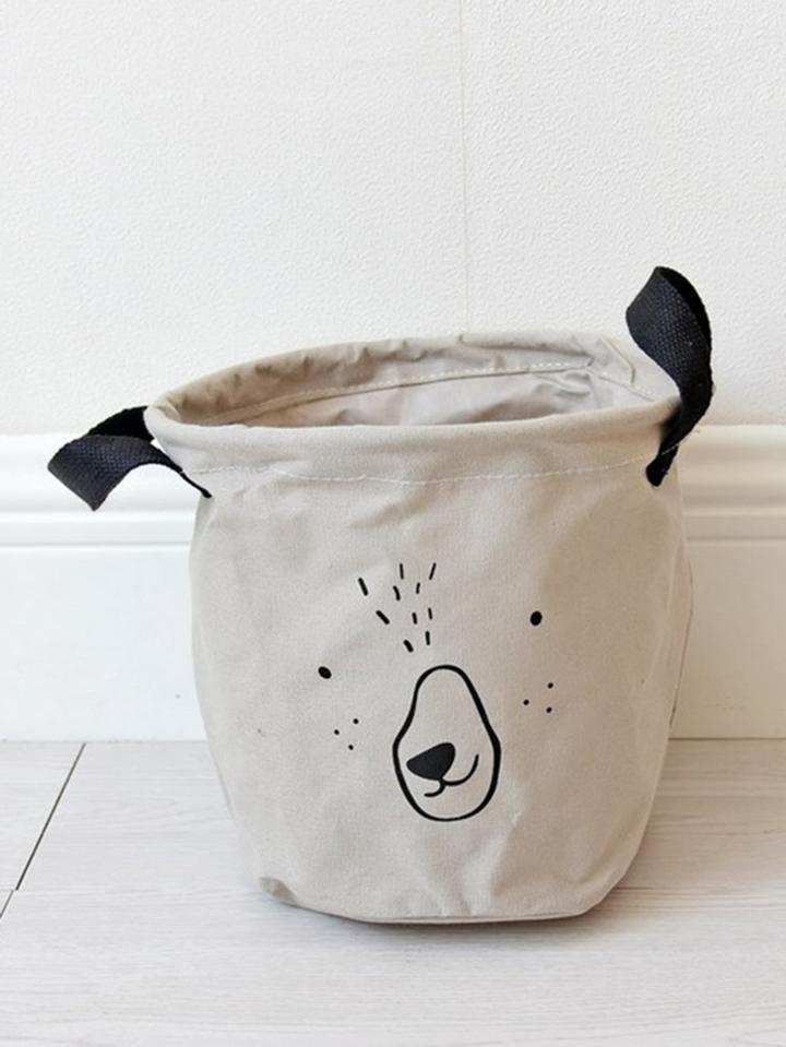 Romwe Cartoon Print Bucket Organizer With Handle