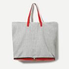 Romwe Contrast Striped Pu Tote Bag