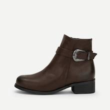 Romwe Buckle Decor Side Zipper Ankle Boots