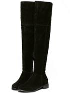 Romwe Black Round Toe Zipper Side Over The Knee Boots