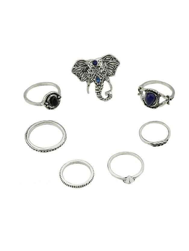 Romwe Ethnic Style Retro Carved Ring Set