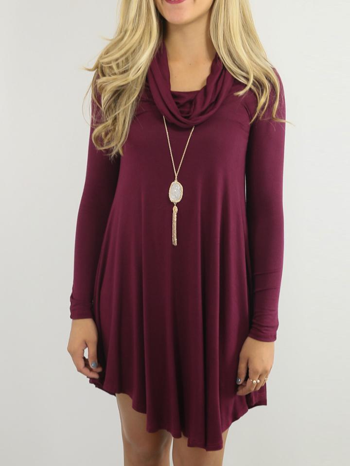 Romwe Draped Neck Shift Red Dress
