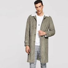 Romwe Guys Single Breasted Faux Fur Collar Coat