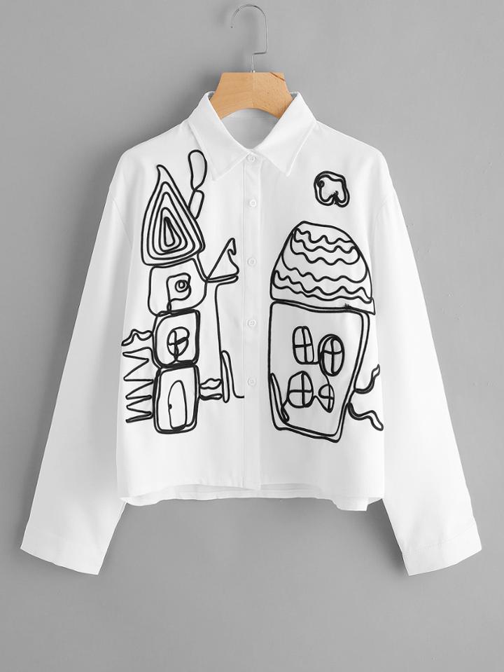 Romwe Braided Applique Shirt