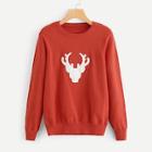 Romwe Christmas Elk Embroidered Jumper