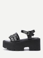 Romwe Double Buckle Strap Wedge Sandals