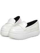 Romwe White Round Toe Patent Leather Thick-soled Flats