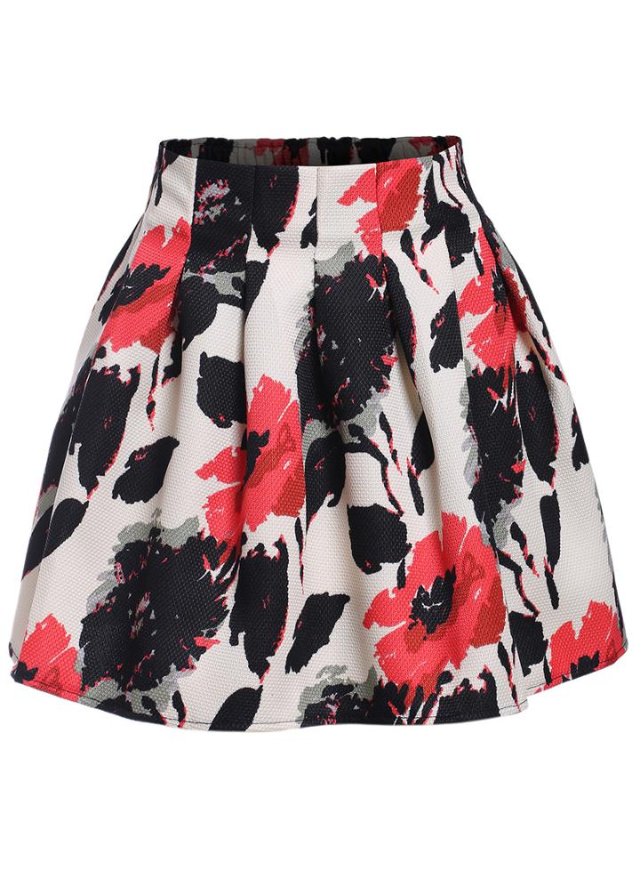 Romwe Camouflage Print Flare Skirt