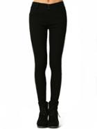 Romwe Black Skinny Buttons Pant