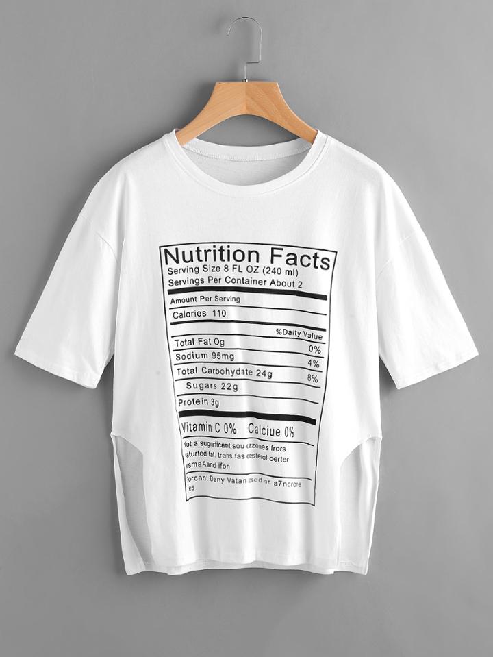 Romwe Graphic Print Cut Out Side Tee