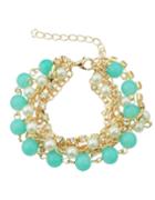 Romwe Multilayers Imitation Pearl Beads Charms Bracelet For Women