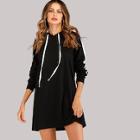 Romwe Contrast Side Hooded Dress