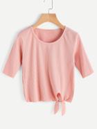 Romwe Knot Side Ribbed Tee