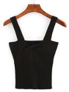 Romwe Twist Front Knitted Wide Strap Cami Top