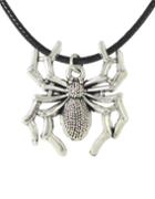 Romwe Silver Plated Spider Pendant Necklace