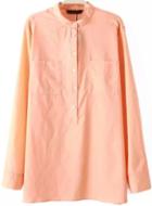 Romwe Stand Collar With Pockets Pink Blouse