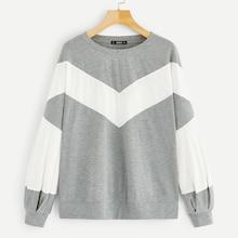 Romwe Cut And Sew Two Tone Sweatshirt