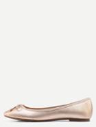 Romwe Faux Leather Bow Tie Ballet Flats - Gold