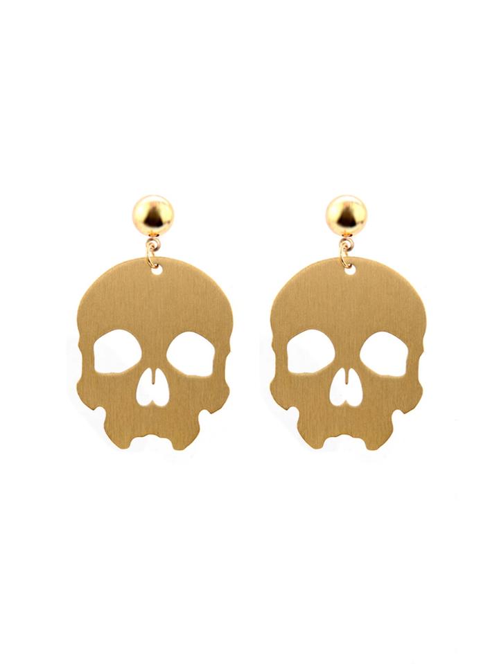 Romwe Open Skull Drop Earrings