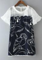 Romwe Ruffle Sleeve Graffiti Print Dress
