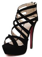 Romwe Black High Heel Hollow Sandals