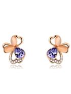 Romwe Gold Plated Crystal Butterfly Stud Earrings