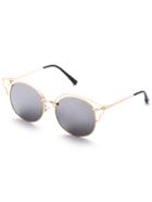 Romwe Gold Frame Silver Lens Cat Eye Sunglasses