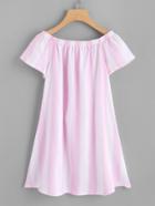 Romwe Off Shoulder Striped Dress