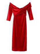 Romwe Cross Over Bardot Velvet Dress
