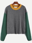 Romwe Contrast Dropped Shoulder Seam Sweater