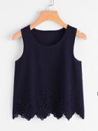 Romwe Scallop Laser Cut Textured Tank Top