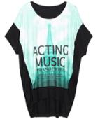 Romwe Dip Hem Bat Sleeve Letter Print T-shirt