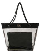 Romwe Quilted Top Transparent Chain Tote Bag