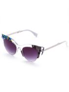 Romwe Cut Away Frame Cat Eye Sunglasses With Purple Lens