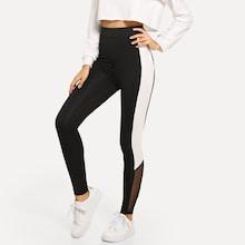 Romwe Wide Waistband Colorblock Leggings