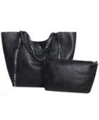 Romwe Black Metal Strap Pu Bag With Clutches Bag