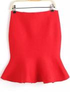Romwe Knit Mermaid Hem Red Skirt