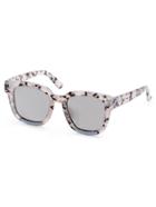 Romwe Marble Square Frame Reflective Lenses Sunglasses