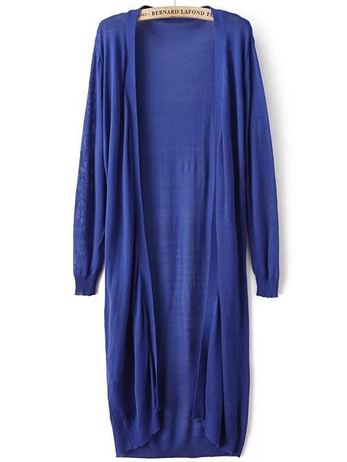 Romwe Royal Blue Long Shawl Cardigan