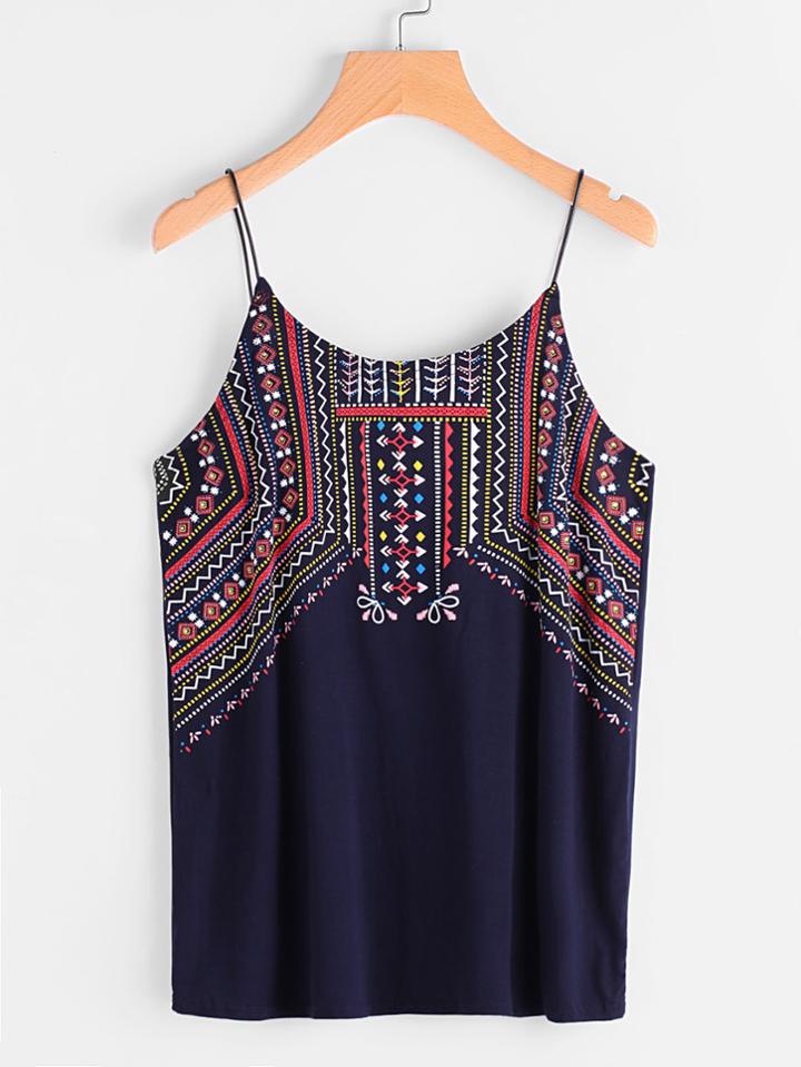 Romwe Geo Printed Cami Top