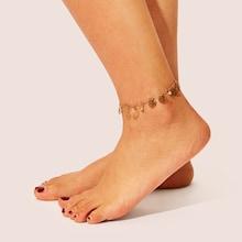 Romwe Hollow Disc Charm Chain Anklet 1pc
