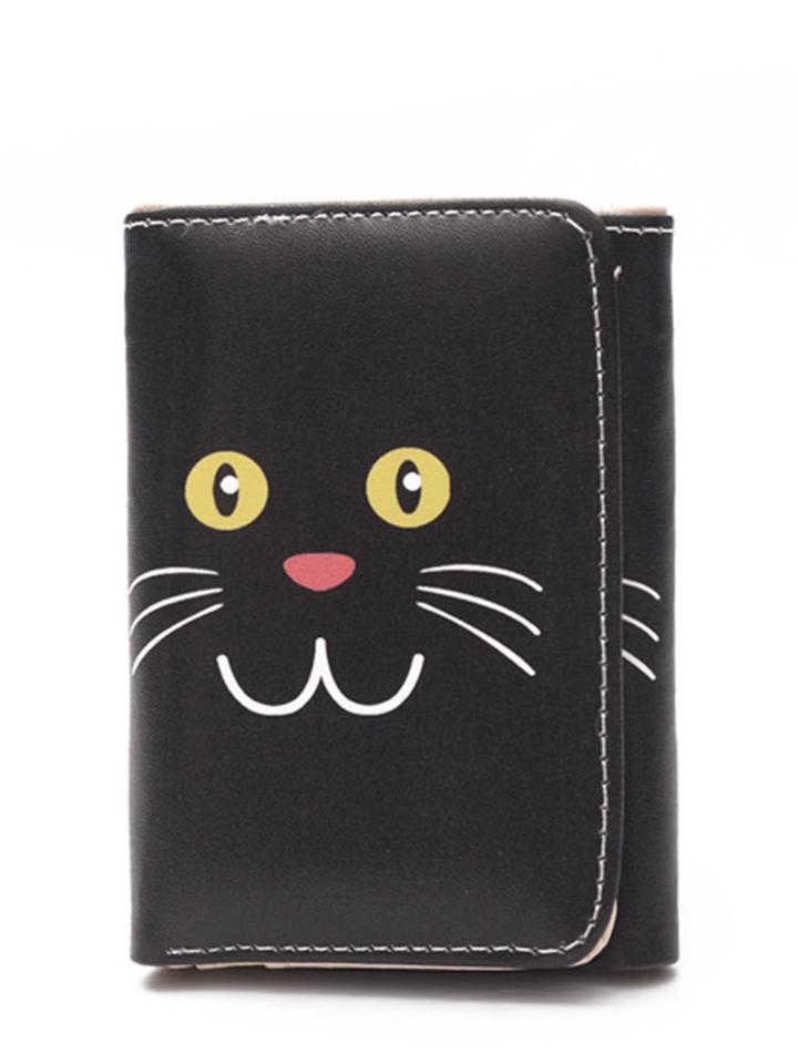 Romwe Cat Print Pu Wallet